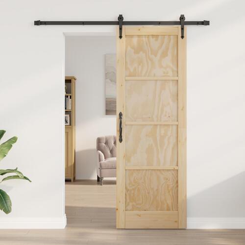 Skyde dør med hardware sæt 73.5x211 cm massivt fyrretræ, indvendig dør 'ORKDAL'73.5x211x4 cm massivt fyrretræ