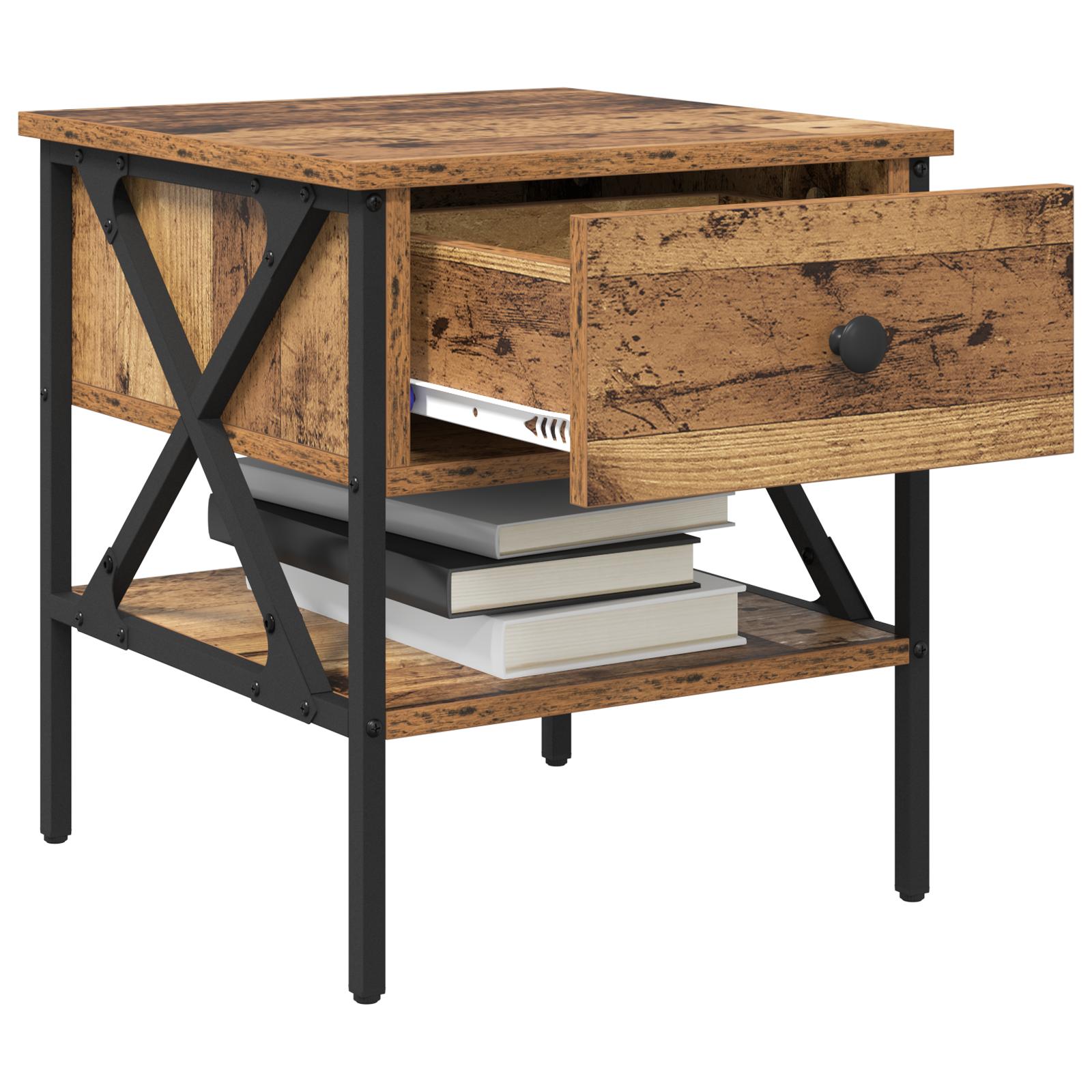 Sengeborde 2 stk Gamle Træ 40x42x45 cm Sammenpresset Træ