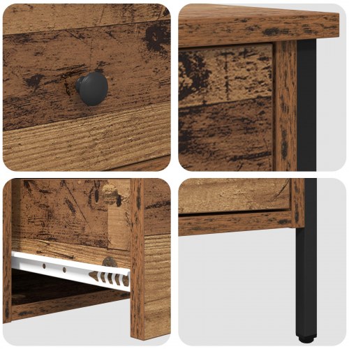 Sengebord Gammelt Træ 40x42x50 cm Ingeniørtræ