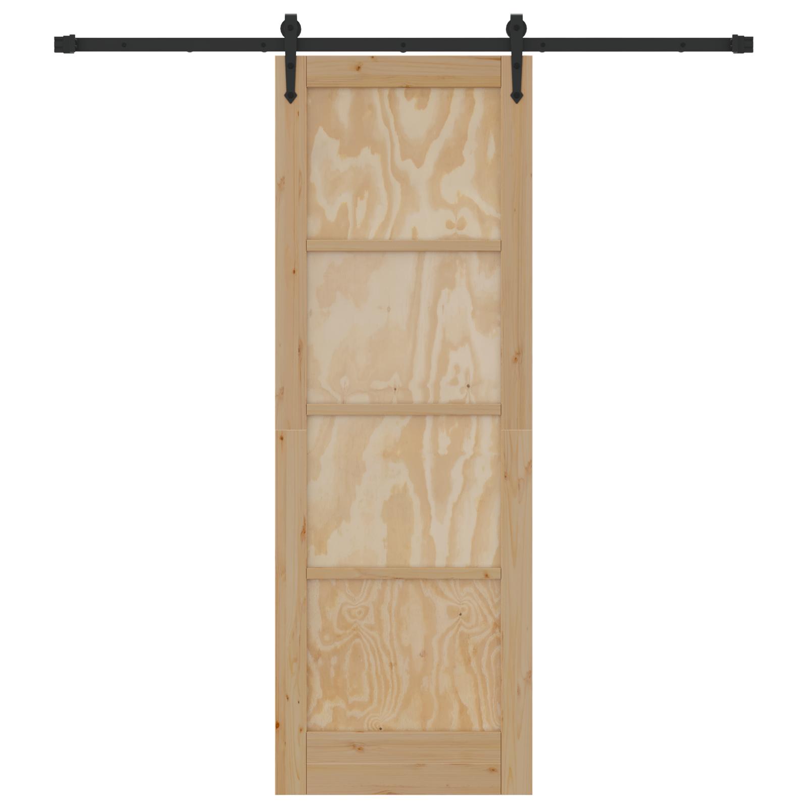 Skydedør med hardware sæt 73.5x211 cm massivt fyrretræ,  indvendig dør 'ORKDAL'73.5x211x4 cm massivt fyrretræ