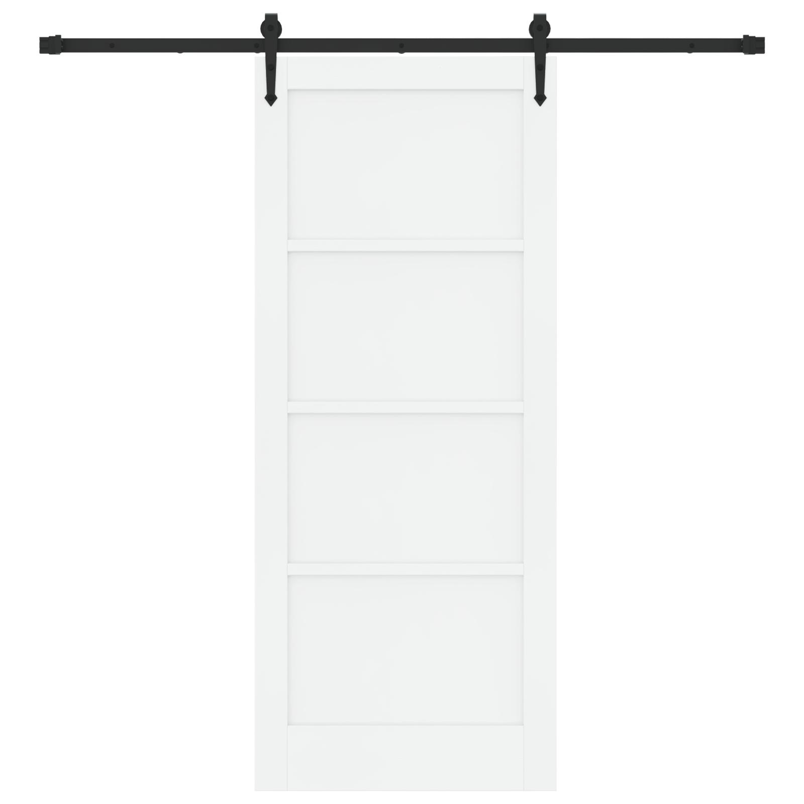Glidende Dør med Hardware Sæt Hvid 83x202 cm Solid Træ Fyr,  Indvendig Dør 'ORKDAL'Hvid 83x202x4 cm Solid Træ Fyr