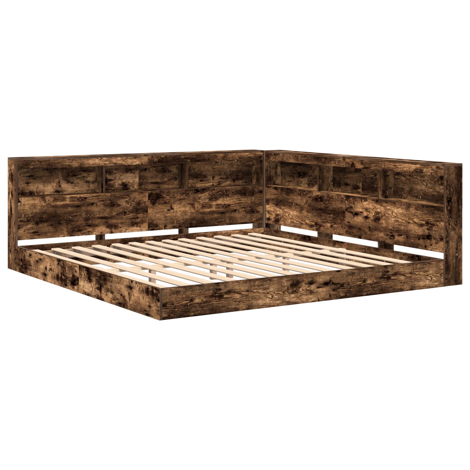 Bogreol Seng Røget eg 180 x 200 cm Konstrueret træ billede