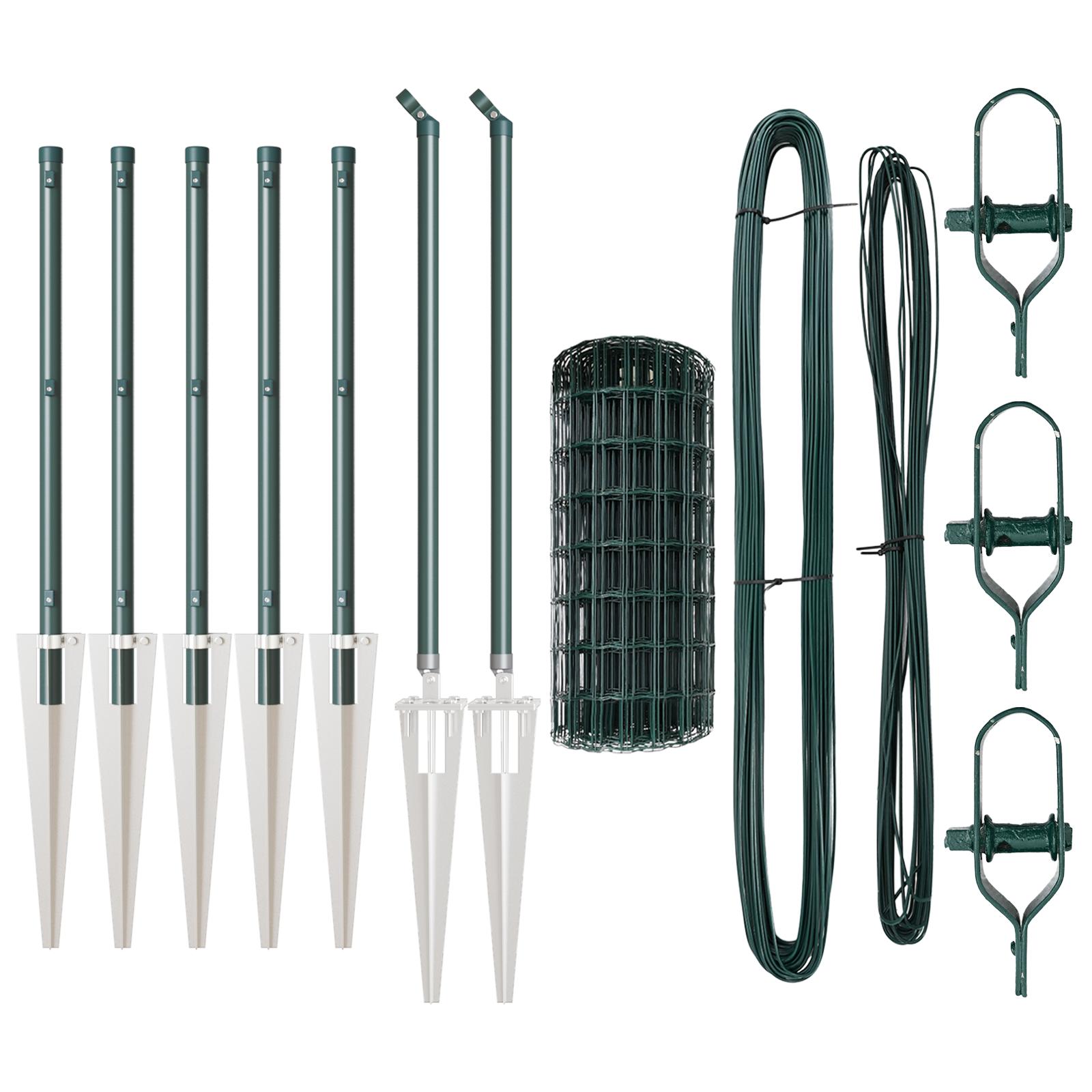 Euro hegn med 7 spike posts 0.6x10 m galvaniseret stål grøn