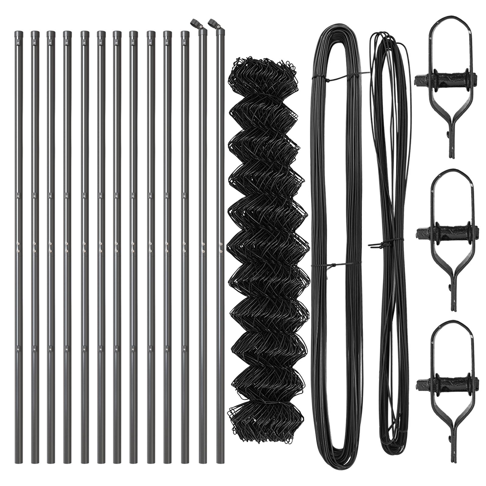 Kædehegn med 13 Poster 1.4x25 m Galvaniseret Stål Grå