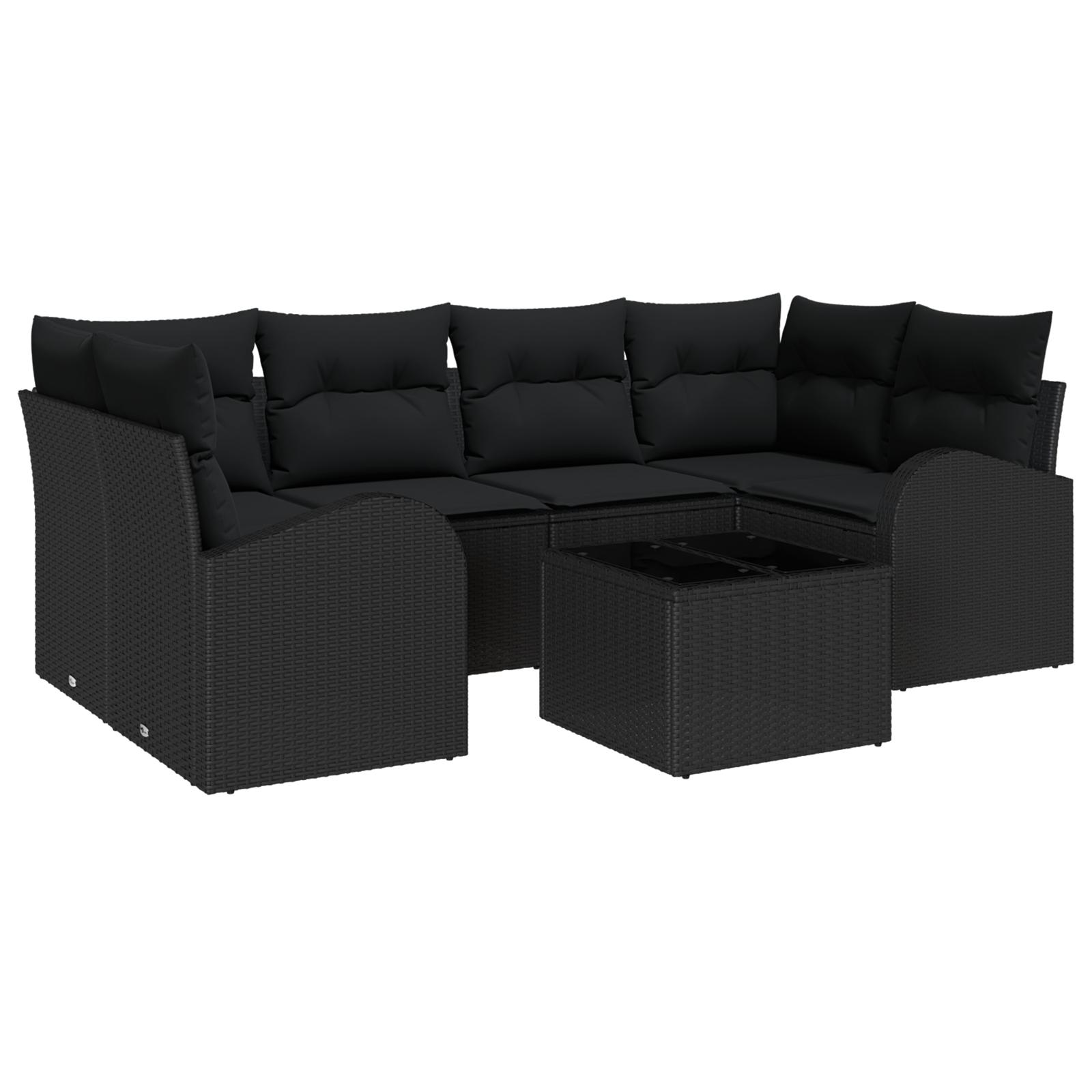 Havesofa Sæt med pude med opbevaring 7 stk Sort 55 x 55 x 37 cm billede