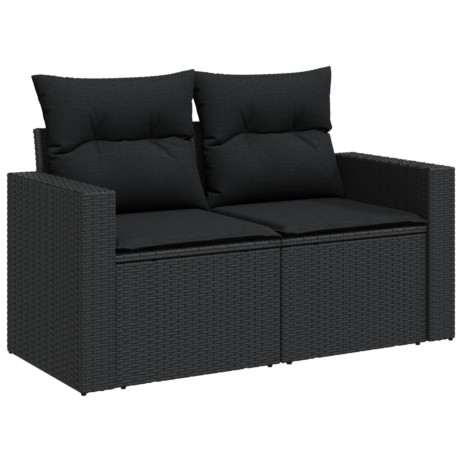 Havesofa Sæt med pude med opbevaring 9 stk Sort 90 x 55 x 71 cm billede