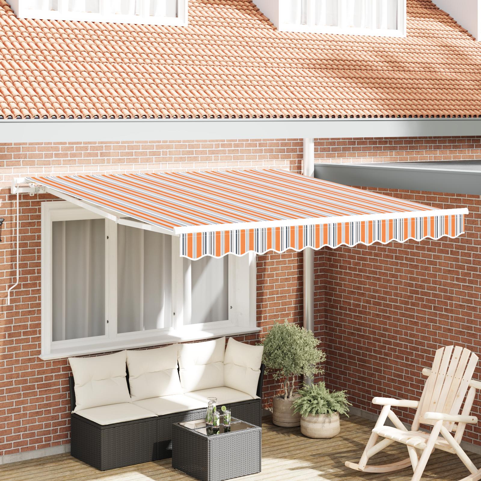 Markise Stribet Flerfarvet 3 x 2,5 m Polyester og metal