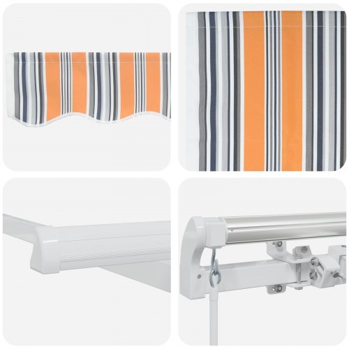 Markise Stribet Flerfarvet 3 x 2,5 m Polyester og metal