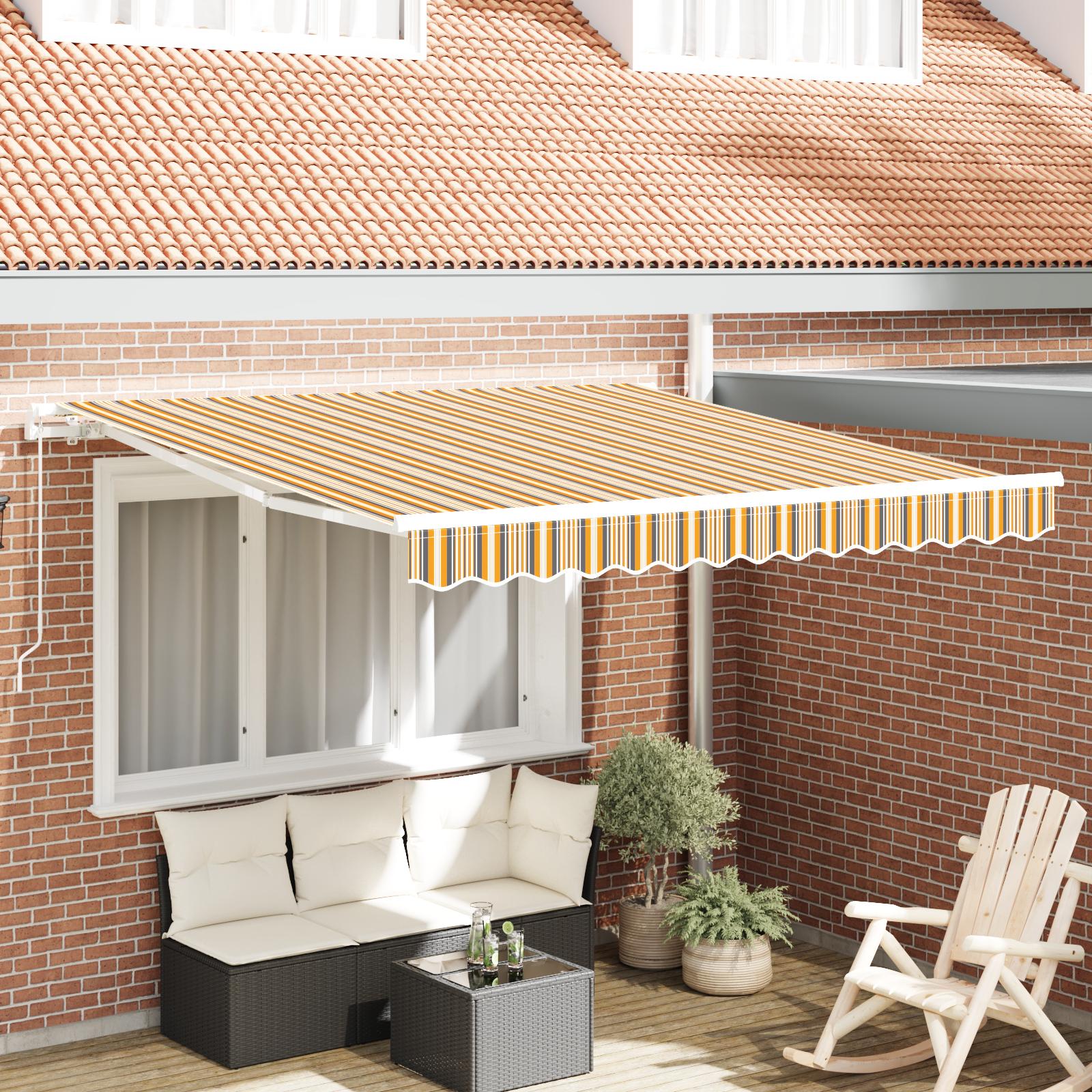 Markise Stribet Flerfarvet 3 x 2,5 m Polyester og metal billede