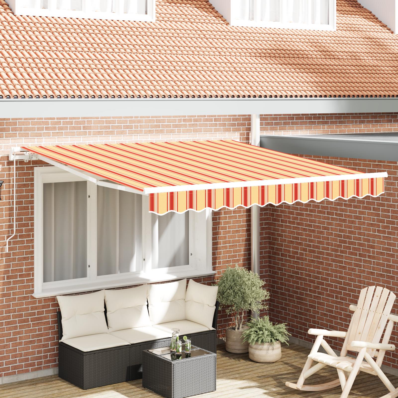Markise Stribet Gul Og Orange 3,5 X 2,5 M Polyester Og Metal