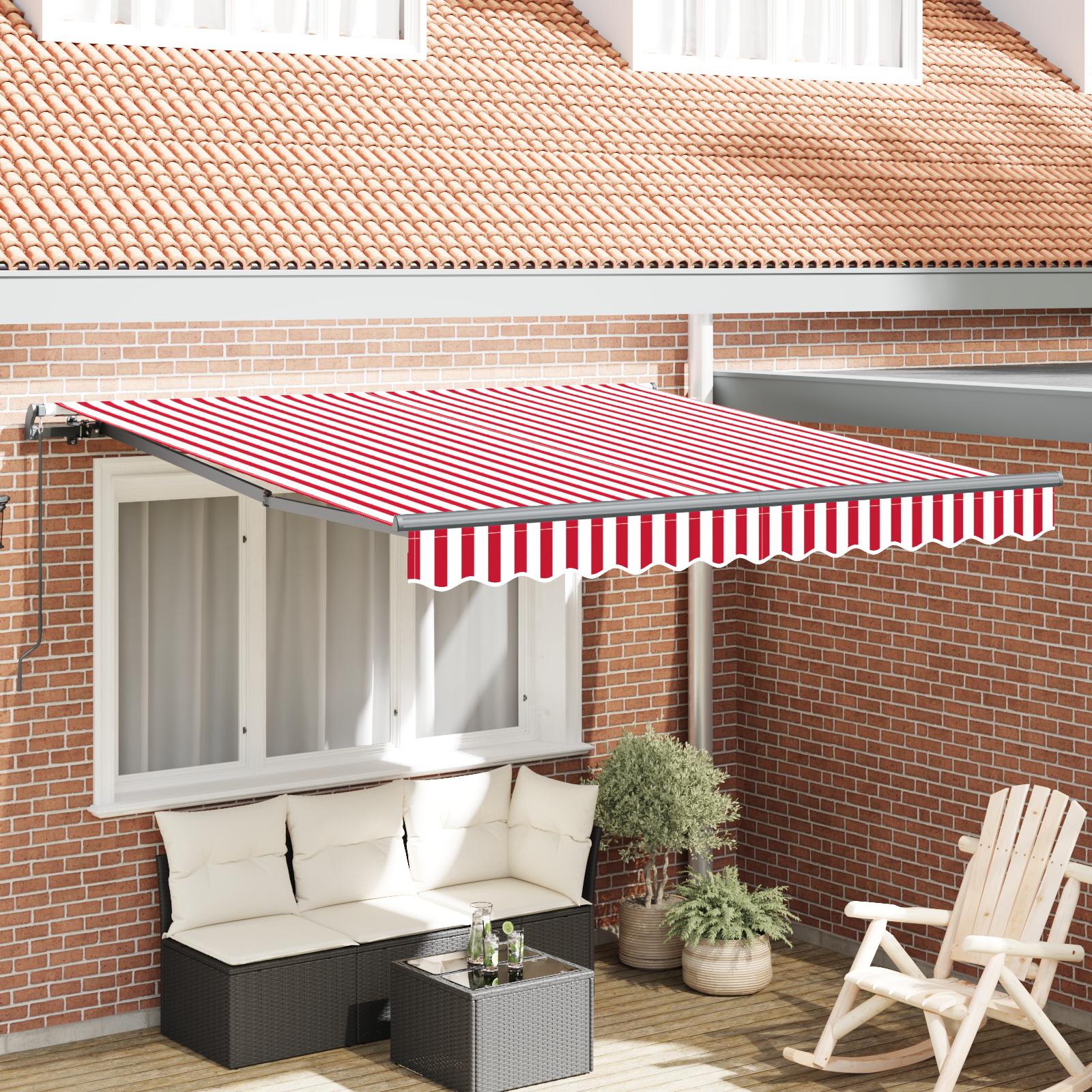 Utrækkelig Markise Rød og hvid 350 x 250 cm Stof billede