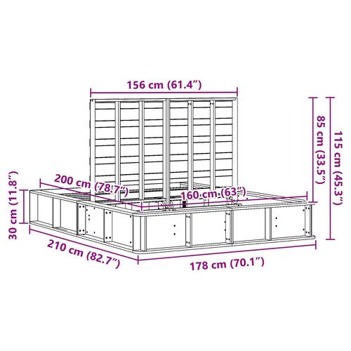 Sengestel med lift-op opbevaring, 160 x 200 cm, solid fyrretræ