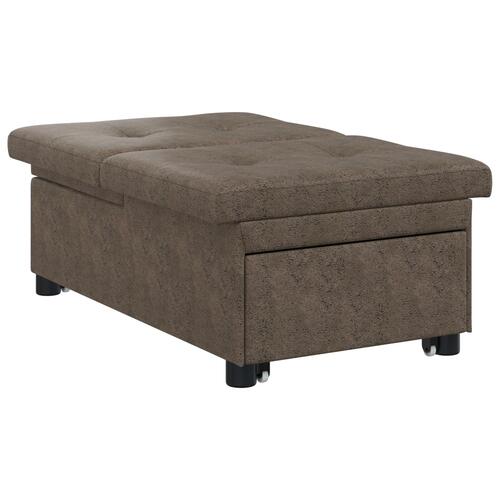 Sovesofa 3-i-1 udtræksdesign hærgrøn faux suede læder
