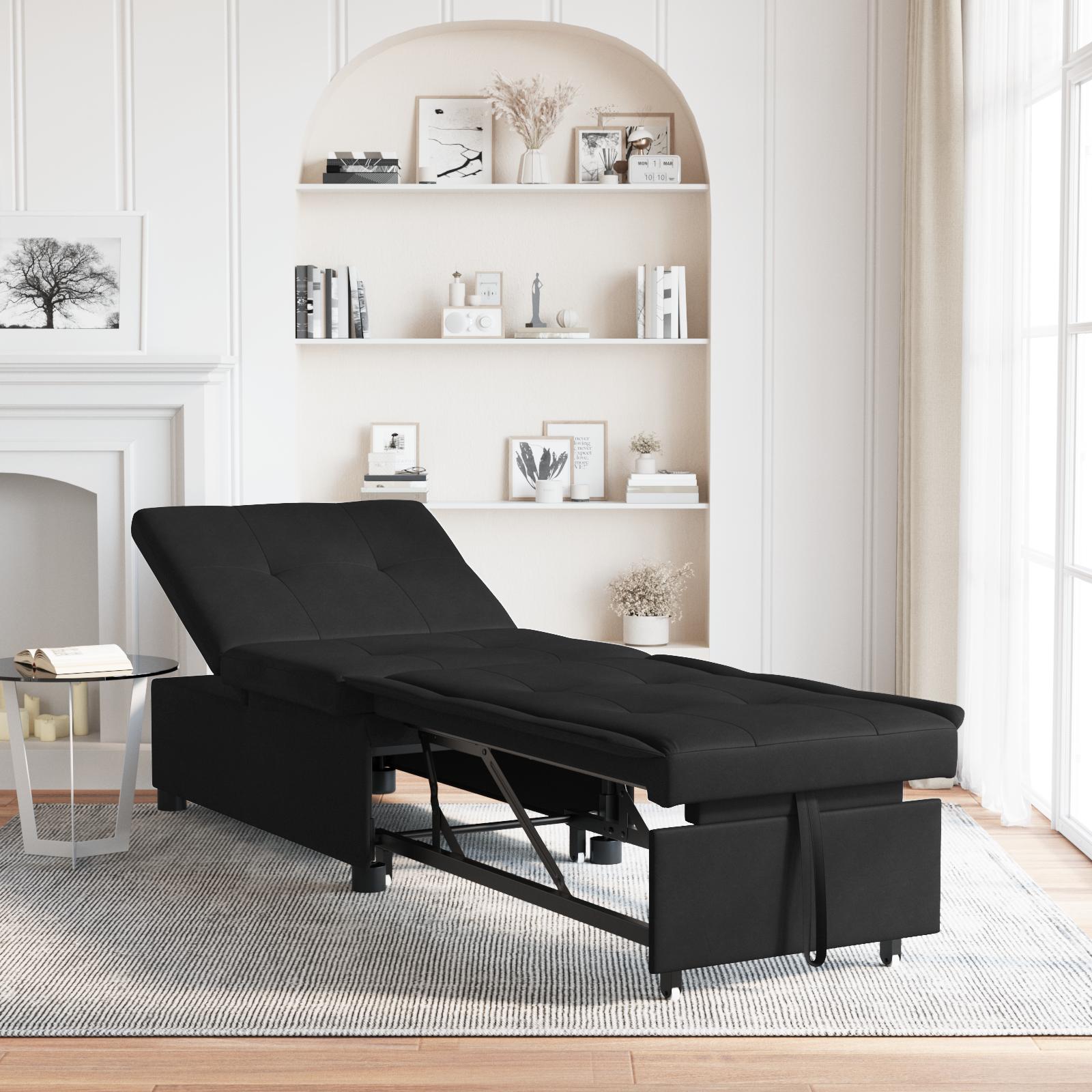 Sovesofa 3-i-1 Udtræk Design Sort Stof