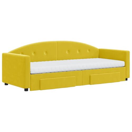 Daybed med udtræk og skuffer 80x200 cm velour gul