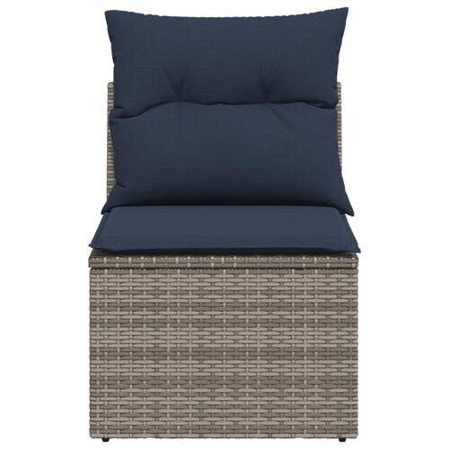 Have Sofa Uden Armlæn med Puder Grå Poly Rattan