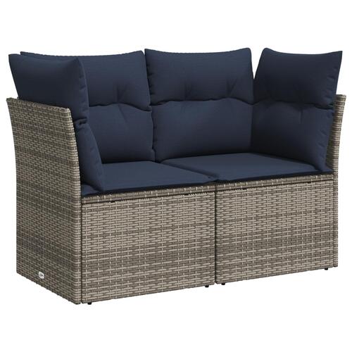 Have Sofa med Puder 2-Sæder Grå Poly Rattan
