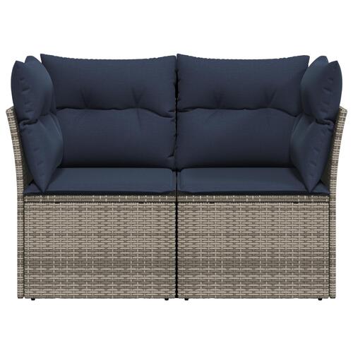 Have Sofa med Puder 2-Sæder Grå Poly Rattan