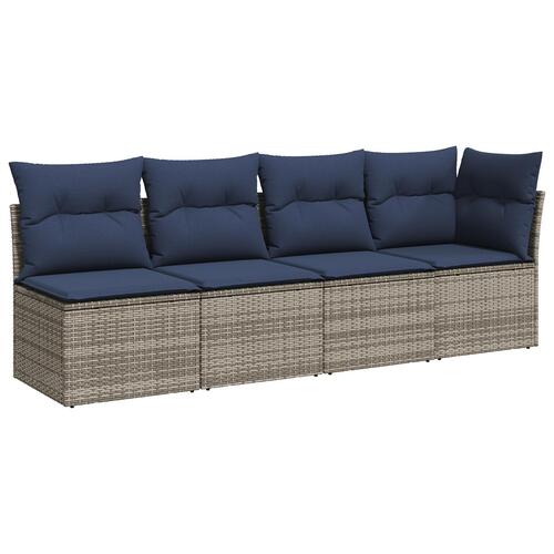 Have Sofa med Puder 4-Sæde Grå Poly Rattan