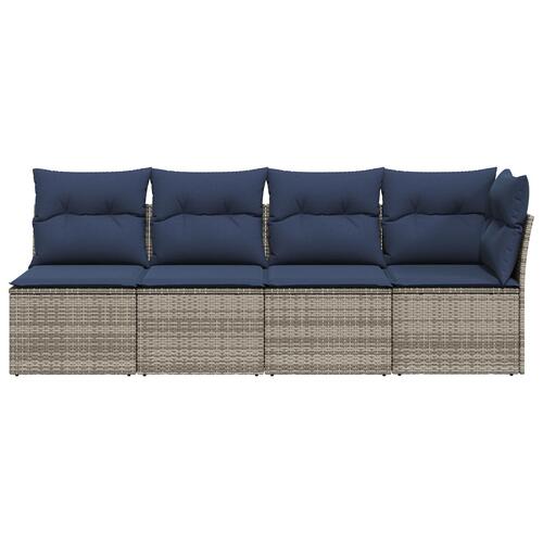 Have Sofa med Puder 4-Sæde Grå Poly Rattan