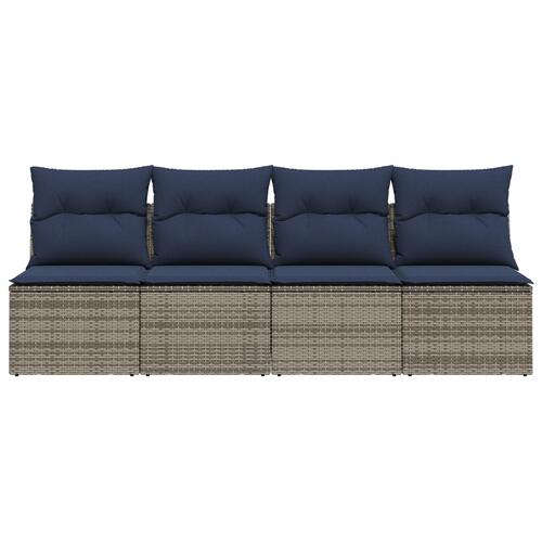 Have Sofa med Puder 4-sæders Grå Poly Rattan