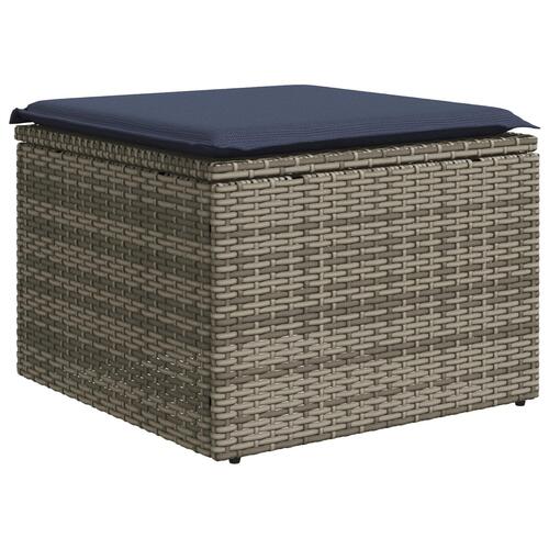 Havebænk med Pude Grå 55x55x37 cm Poly Rattan