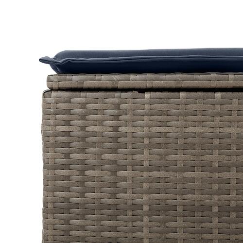 Havebænk med Pude Grå 55x55x37 cm Poly Rattan