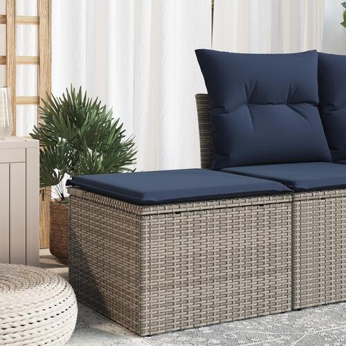Havestol med pude Grå 55x55x37 cm Poly Rattan