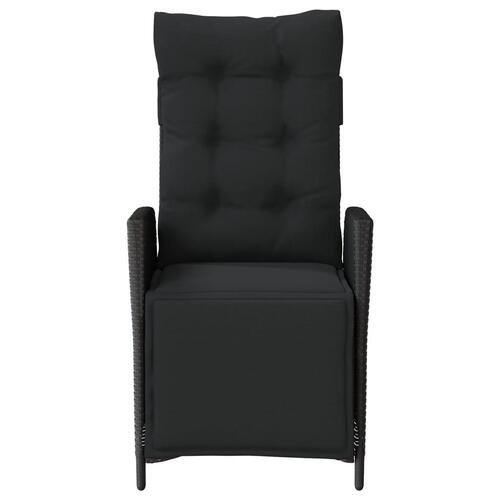 Havestol med justerbart ryglæn og fodstøtte polyrattan sort (OUTLET A)