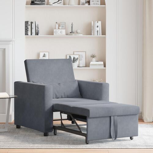 3-i-1 Enkelt Sovesofa Konvertibel Mørkegrå Fløjl