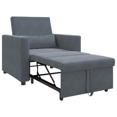 3-i-1 Enkelt Sovesofa Konvertibel Mørkegrå Fløjl