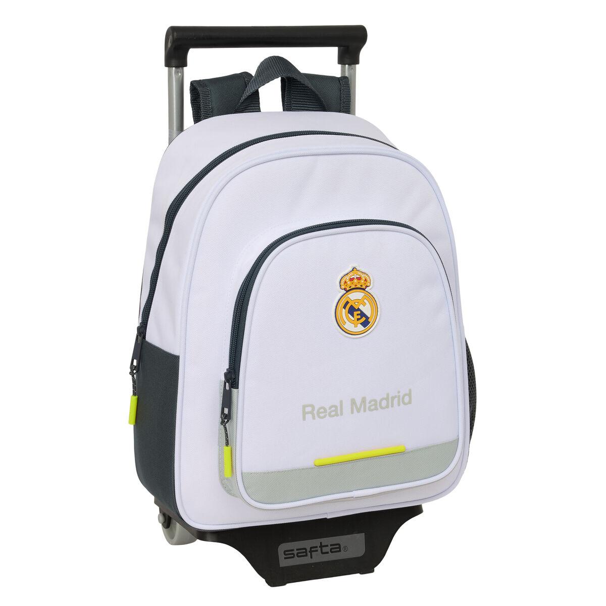 Skoletaske på hjul Real Madrid C.F., hvid - 28 × 34 × 10 cm
