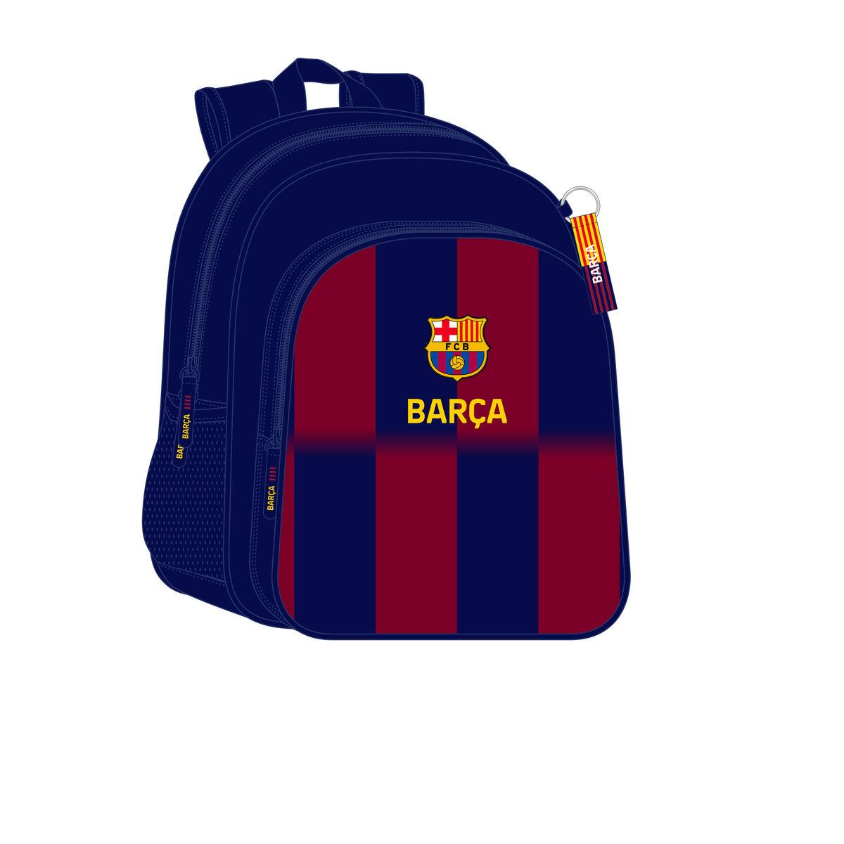 F.C. Barcelona skoletaske - blå/rødbrun, 32 × 38 × 12 cm