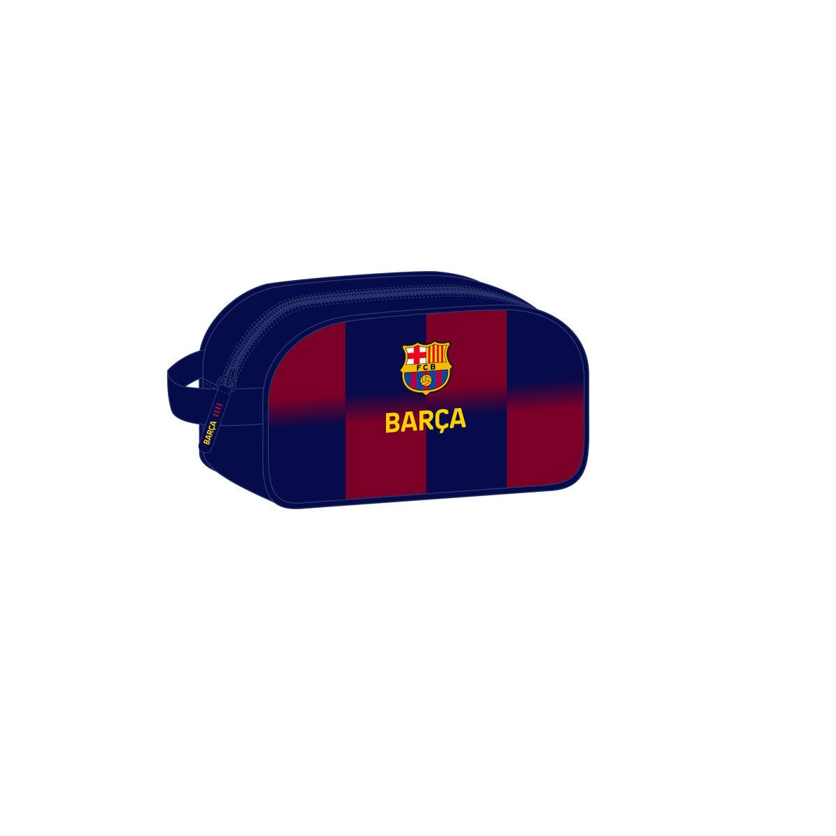 F.C. Barcelona rejsetoilettaske - blå/rødbrun, sportslig, 26 × 15 × 12 cm