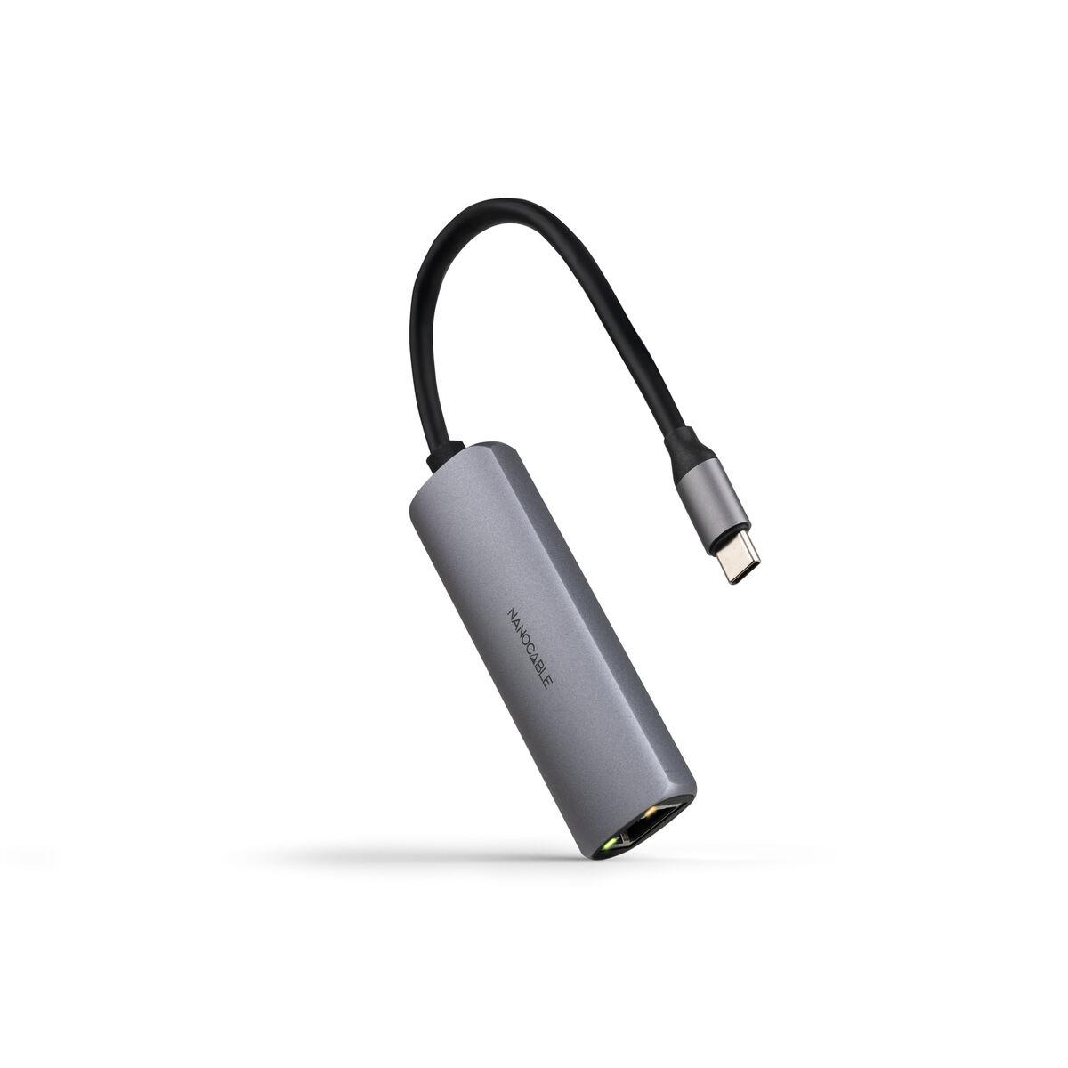 USB-C hub NANOCABLE 10.16.4603 - RJ45 Gigabit, grå, 100 W