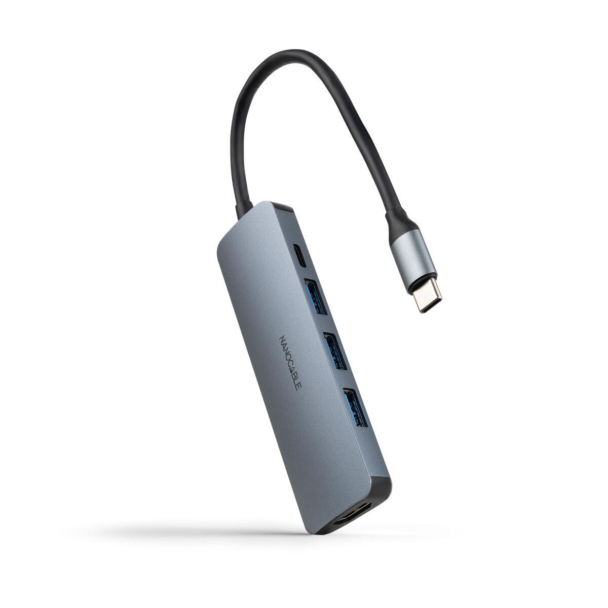 USB-C hub NANOCABLE 10.16.4605 - 4K HDMI, USB 3.2, 100 W, grå