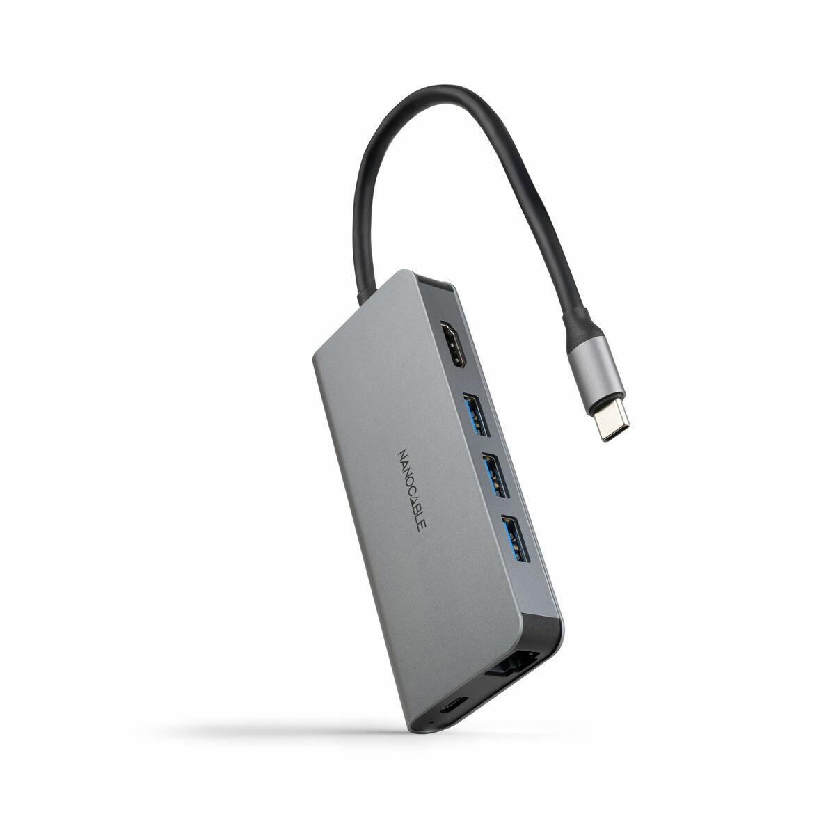 USB-C hub NANOCABLE 10.16.4609 - 8-i-1 med HDMI, RJ45 og 100 W