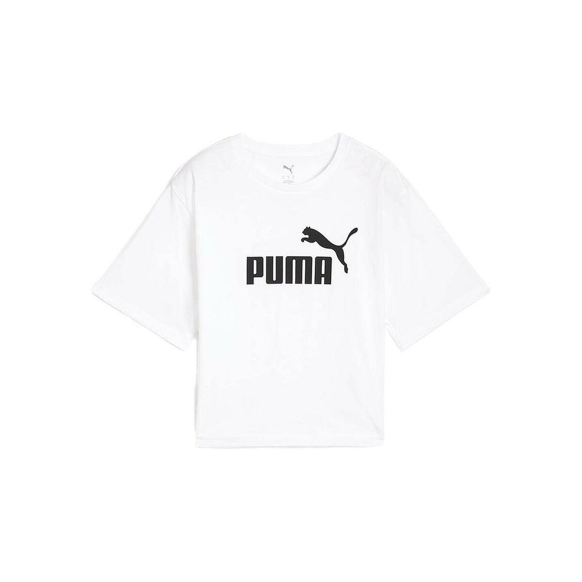 Puma ESS Cropped No. 1 Logo Relaxed T-shirt til dame, hvid (S)