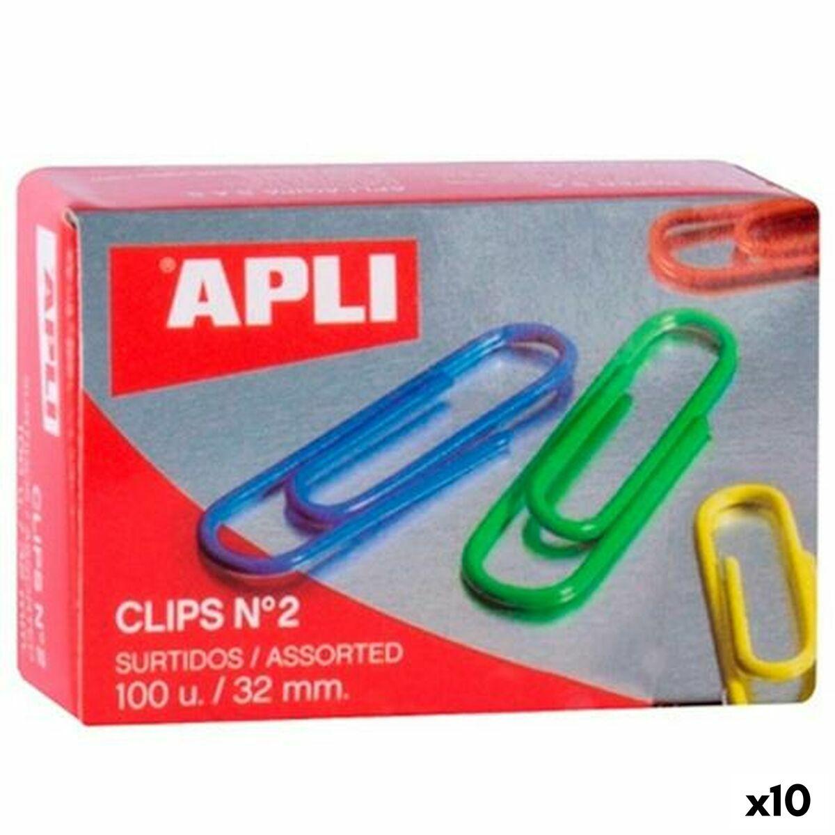 Apli Clips Nº 2, multifarvede, 32 mm - 10 æsker