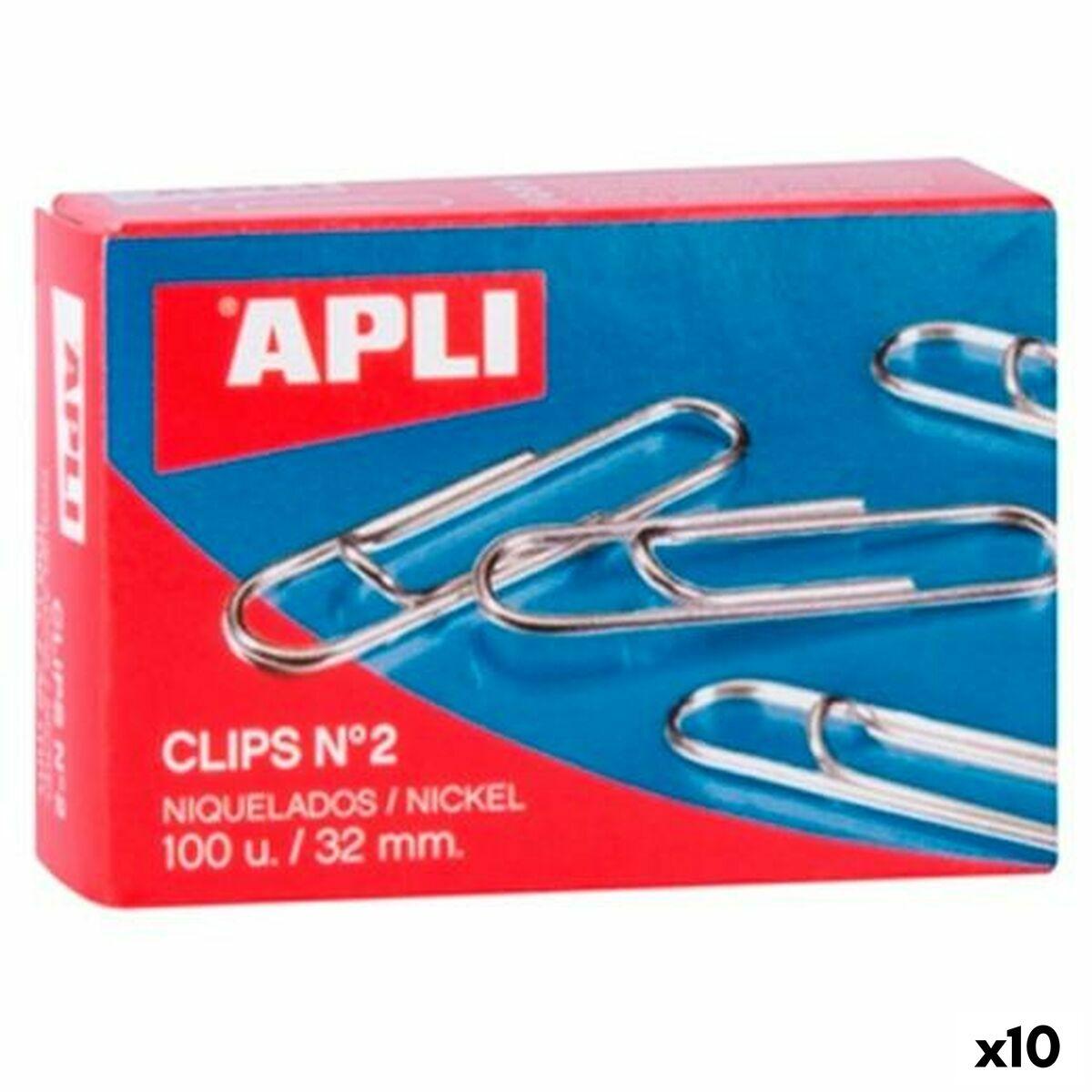 Apli papirclips Nº 2, sølvfarvet nikkel, 32 mm - 10 æsker