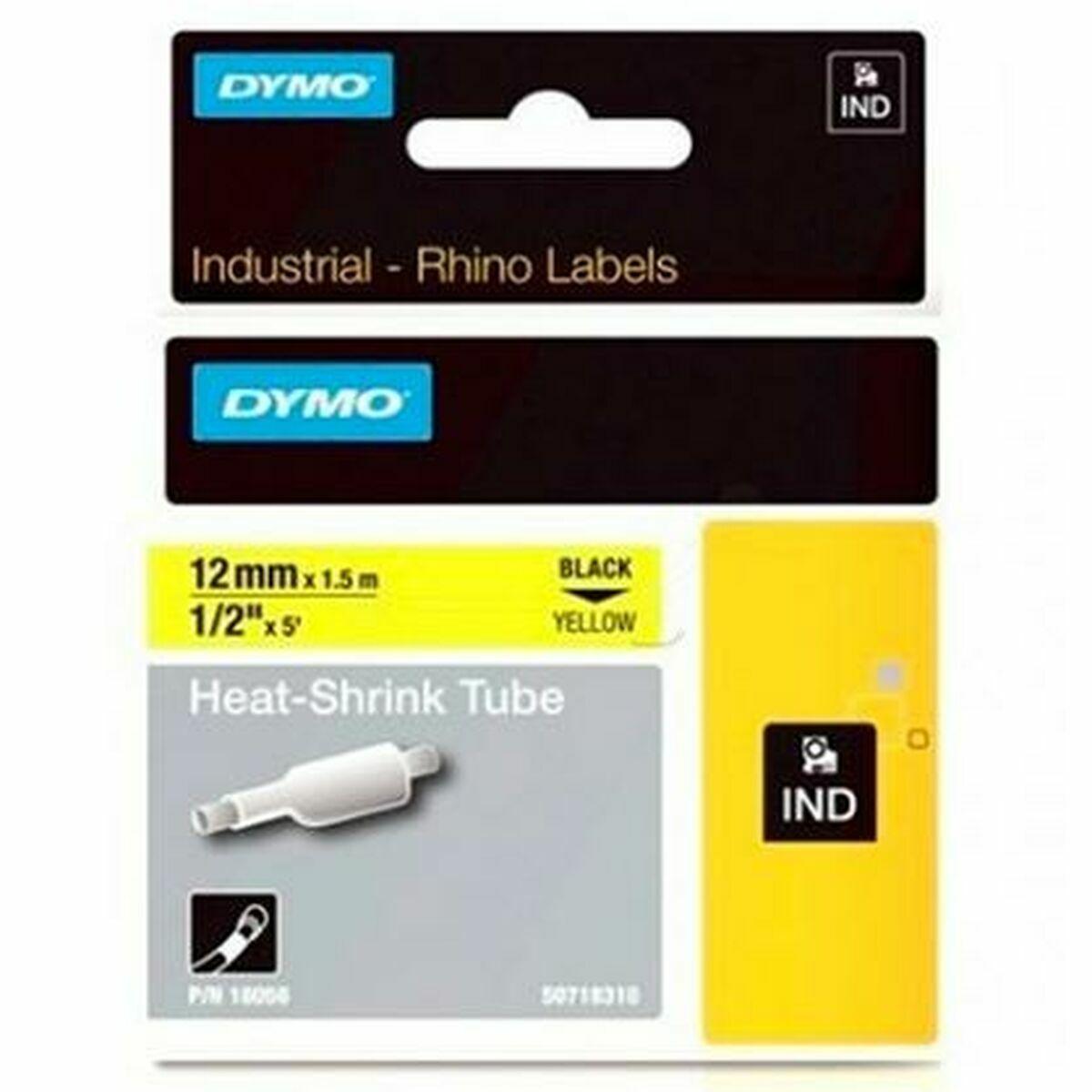 Dymo lamineret tape til mærkningsmaskiner ID1-12 - 12 mm x 1,5 m (gul med sort skrift)