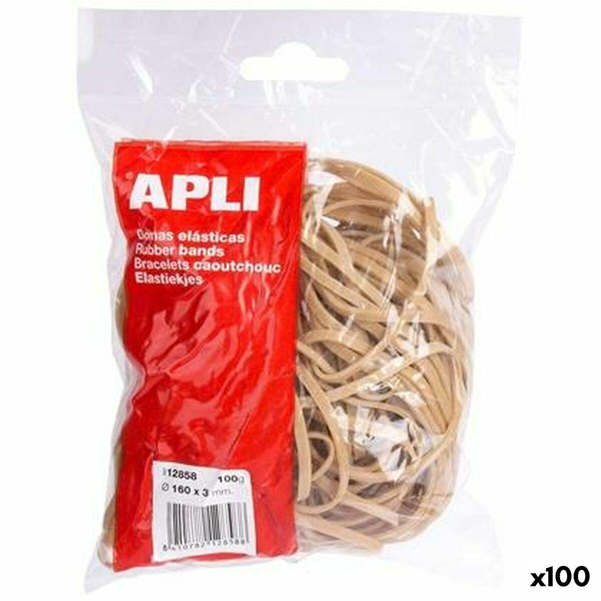 Elastikker Apli brun 160 × 3 mm - 100 stk.