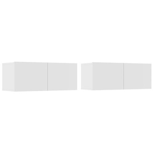 Tv-skabe 2 stk. 80x30x30 cm konstrueret træ hvid (OUTLET A)