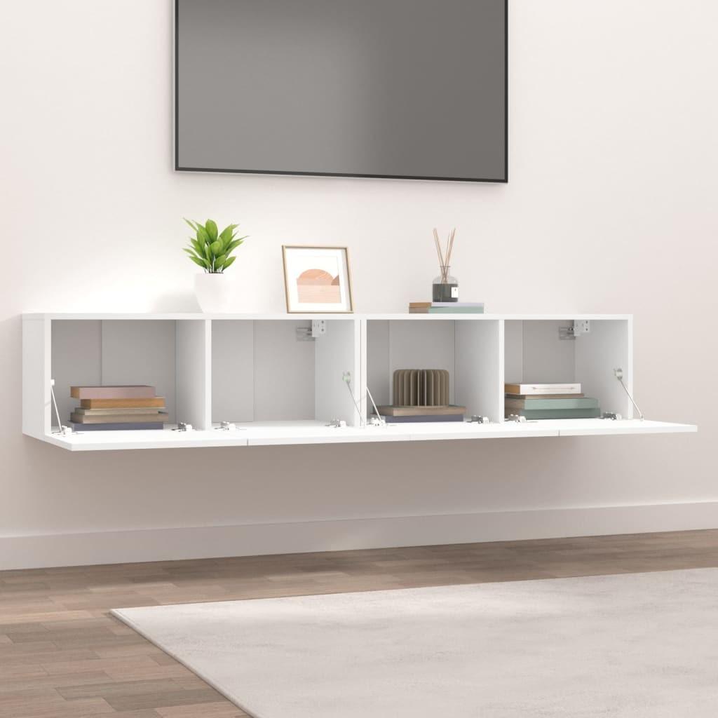 Tv-skabe 2 stk. 80x30x30 cm konstrueret træ hvid (OUTLET A)