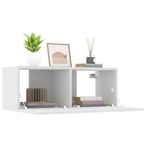 Tv-skabe 2 stk. 80x30x30 cm konstrueret træ hvid (OUTLET A)