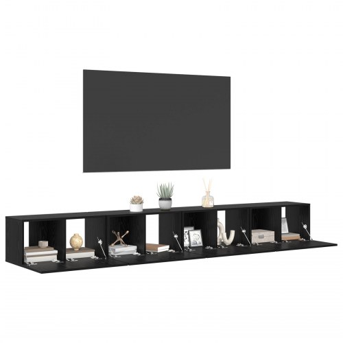 Væghængt TV-skabssæt 4 stk. - sort eg 60 x 30 x 30 cm