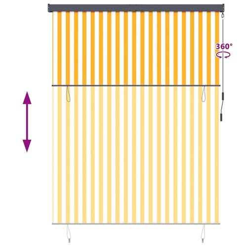 Udendørs Rullegardin Stribet orange og hvid 200 x 250 cm Stof