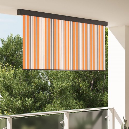 Udendørs rullegardin - gul/blå striber 200 × 250 cm i stof og aluminium