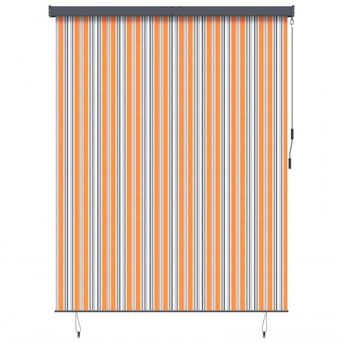 Udendørs rullegardin - gul/blå striber 200 × 250 cm i stof og aluminium
