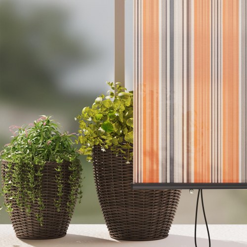 Udendørs rullegardin - gul/blå striber 200 × 250 cm i stof og aluminium